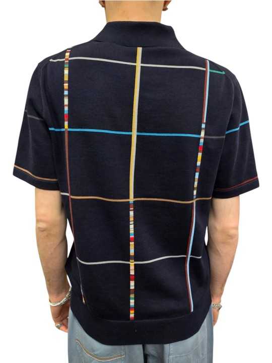 Polo navy quadrillé multi baya Paul Smith Homme M1R 783Z V03025 49 store Strasbourg front dos