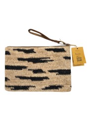 POCHETTE AMPY ZEBRA RAPHIA ZEBRE TEA NATUREL NOIR IBELIV FEMME sac