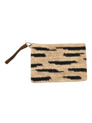 POCHETTE AMPY ZEBRA RAPHIA ZEBRE TEA NATUREL NOIR IBELIV FEMME sac