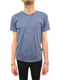 TSHIRT MILO COL V COTON PIMA BLEU AMIRAL ANONYM HOMME boutique Strasbourg store shop face