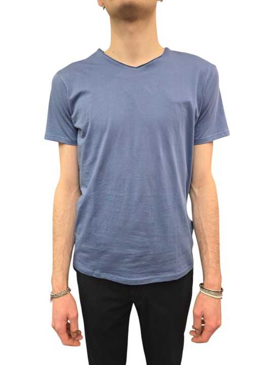 TSHIRT MILO COL V COTON PIMA BLEU AMIRAL ANONYM HOMME boutique Strasbourg store shop face