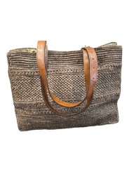 SAC NOMAD DARK TEA CARRE SANGLE CUIR REGLABE IBELIV FEMME boutique bag Store dos
