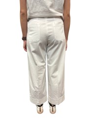PANTALON BLANC LARGE REVERS COTON STRETCH NEWYORK STUDIO CROP MBE060 001 MASONS FEMME strasbourg dos