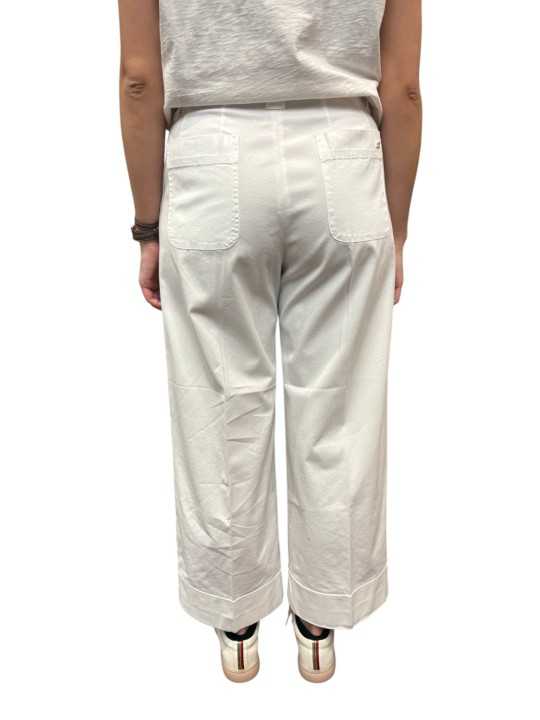 PANTALON BLANC LARGE REVERS COTON STRETCH NEWYORK STUDIO CROP MBE060 001 MASONS FEMME strasbourg dos