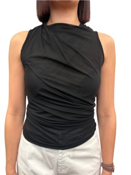 TOP RESILLE LUNA TOP SOUPLE NOIR COL DRAPE LI01F 7109 TUS 09 LILIES RICK OWENS Femme Strasbourg boutique shop store face