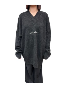 PULL TUNIQUE COL V GRIS FONCE YACK UK03 80 ISABEL BENENATO Créateur store face