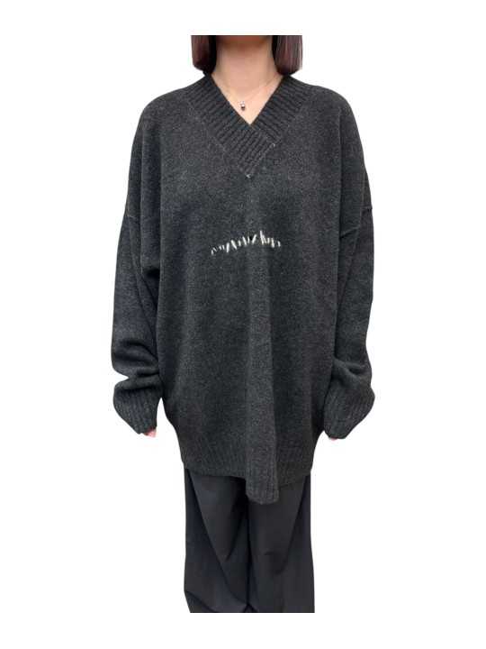 PULL TUNIQUE COL V GRIS FONCE YACK UK03 80 ISABEL BENENATO Créateur store face