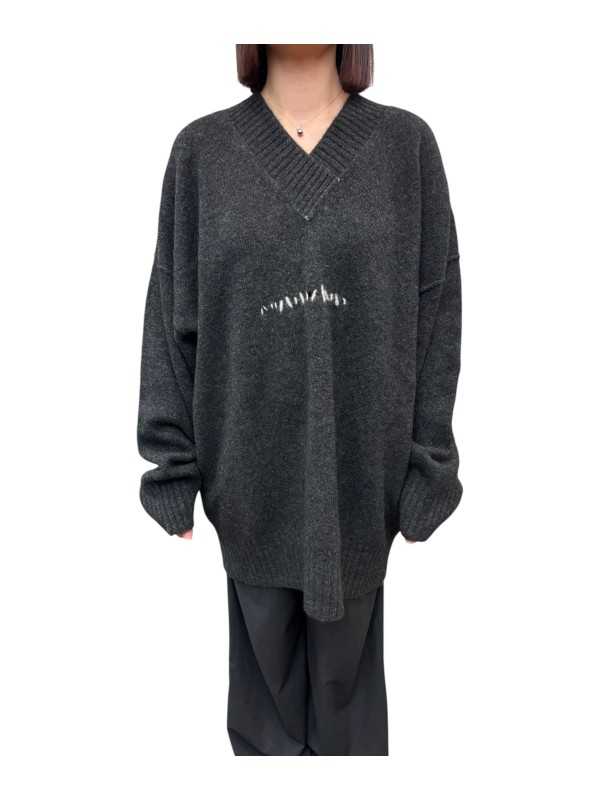 PULL TUNIQUE COL V GRIS FONCE YACK UK03 80 ISABEL BENENATO Créateur store face