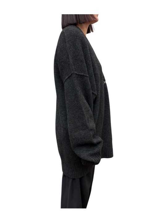 PULL TUNIQUE COL V GRIS FONCE YACK UK03 80 ISABEL BENENATO Créateur store coté