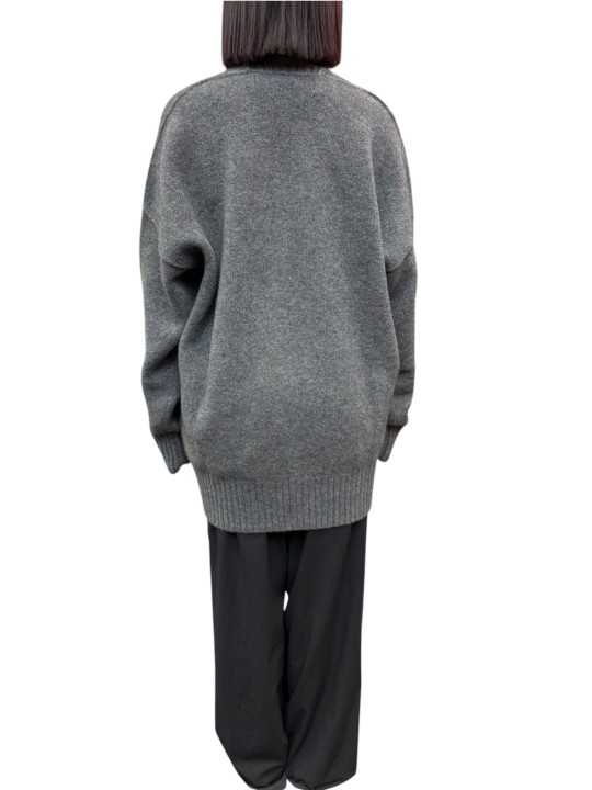 PULL TUNIQUE COL V POUDRE BLEU GRIS YACK UK03 145 ISABEL BENENATO femme shop boutique Strasbourg store back