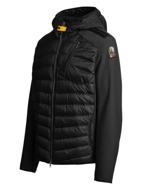 DOUDOUNE NOLAN NOIR MANCHE NID D ABEILLE CAPUCHE PMHYWU02 0541 PARAJUMPERS HOMME profil