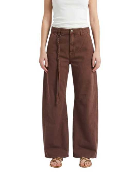 Pantalon chocolat Valérie large tresse 4PNT7V1210 CBE0725 800 Mason’s femme boutique Strasbourg front