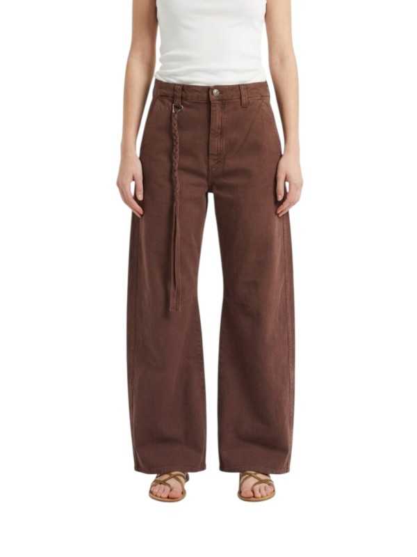 Pantalon chocolat Valérie large tresse 4PNT7V1210 CBE0725 800 Mason’s femme boutique Strasbourg front