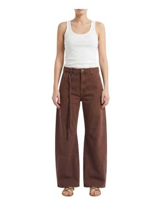 Pantalon chocolat Valérie large tresse 4PNT7V1210 CBE0725 800 Mason’s femme boutique Strasbourg look