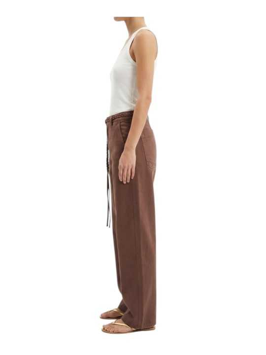 Pantalon chocolat Valérie large tresse 4PNT7V1210 CBE0725 800 Mason’s femme boutique Strasbourg profil
