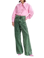 CHEMISE UNIE ROSE COL PELLE A TARTE BOUTONS BIJOUX JOMATO CO17 ESSENTIEL ANTWERP look