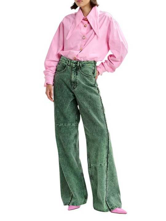 CHEMISE UNIE ROSE COL PELLE A TARTE BOUTONS BIJOUX JOMATO CO17 ESSENTIEL ANTWERP look