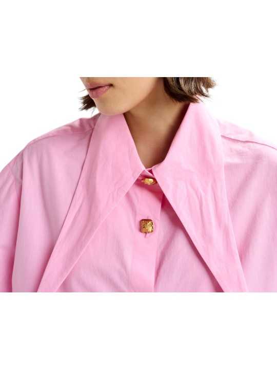 CHEMISE UNIE ROSE COL PELLE A TARTE BOUTONS BIJOUX JOMATO CO17 ESSENTIEL ANTWERP zoom