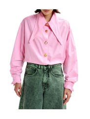 CHEMISE UNIE ROSE COL PELLE A TARTE BOUTONS BIJOUX JOMATO CO17 ESSENTIEL ANTWERP face