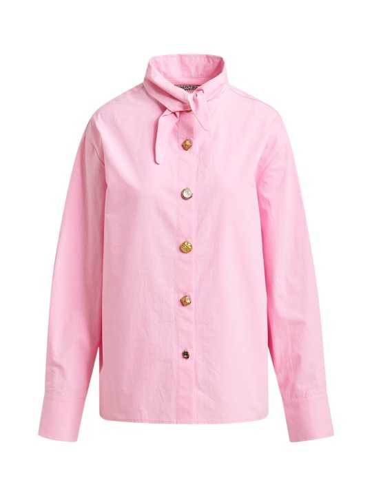 CHEMISE UNIE ROSE COL PELLE A TARTE BOUTONS BIJOUX JOMATO CO17 ESSENTIEL ANTWERP solo