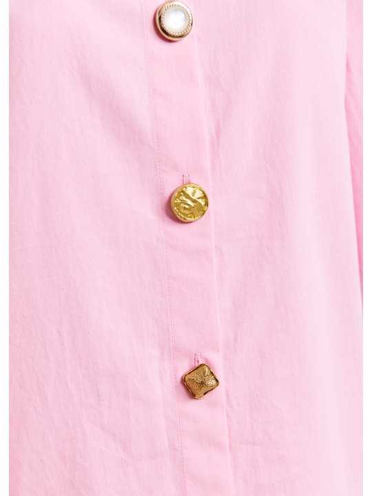 CHEMISE UNIE ROSE COL PELLE A TARTE BOUTONS BIJOUX JOMATO CO17 ESSENTIEL ANTWERP boutons