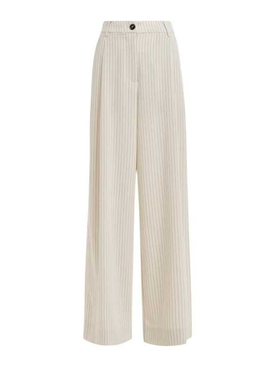 PANTALON LARGE CREME A RAYURES NOIR JOSHA WIDE LEG PANT JOSHAJ1VC ESSENTIEL ANTWERP solo