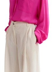 PANTALON LARGE CREME A RAYURES NOIR JOSHA WIDE LEG PANT JOSHAJ1VC ESSENTIEL ANTWERP zoom
