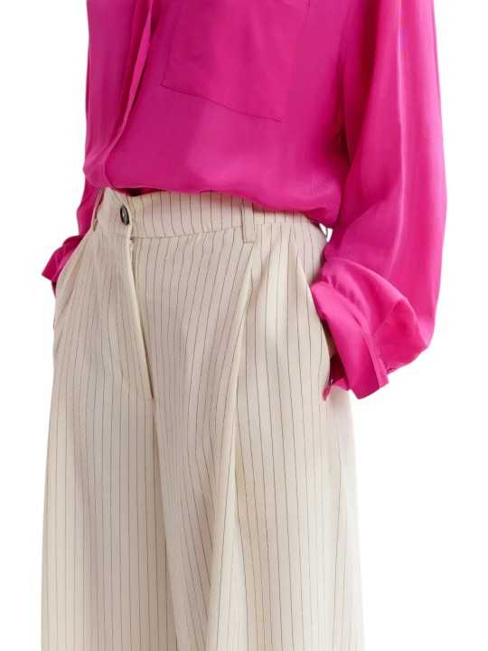 PANTALON LARGE CREME A RAYURES NOIR JOSHA WIDE LEG PANT JOSHAJ1VC ESSENTIEL ANTWERP zoom