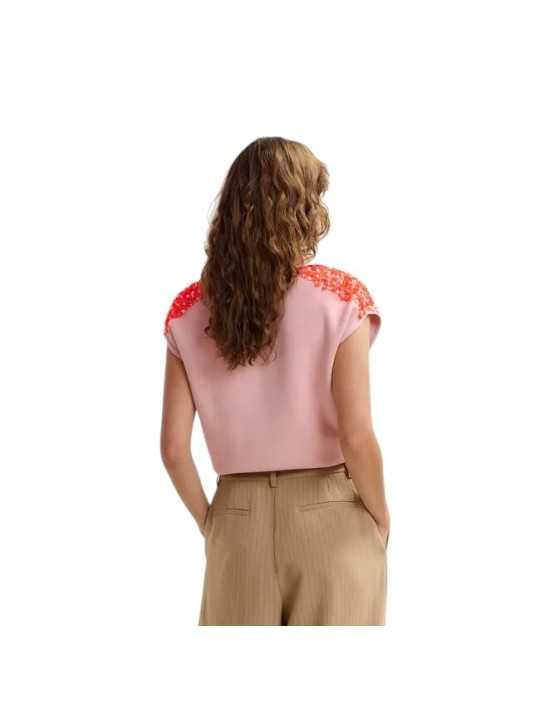 POLO JOLINE SANS MANCHES ROSE CLAIR A EPAULES ORNEES ORANGE JOLINESP19 ESSENTIEL ANTWERP dos