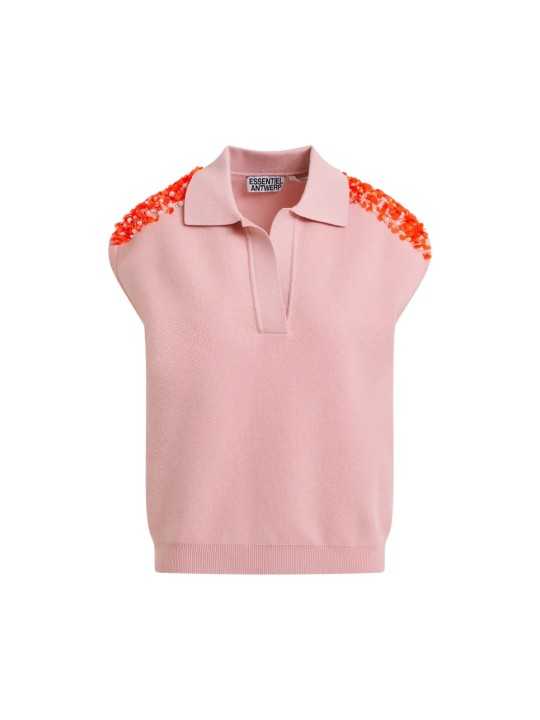 POLO JOLINE SANS MANCHES ROSE CLAIR A EPAULES ORNEES ORANGE JOLINESP19 ESSENTIEL ANTWERP solo