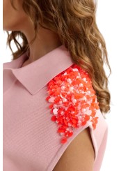 POLO JOLINE SANS MANCHES ROSE CLAIR A EPAULES ORNEES ORANGE JOLINESP19 ESSENTIEL ANTWERP zoom