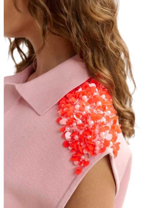 POLO JOLINE SANS MANCHES ROSE CLAIR A EPAULES ORNEES ORANGE JOLINESP19 ESSENTIEL ANTWERP zoom