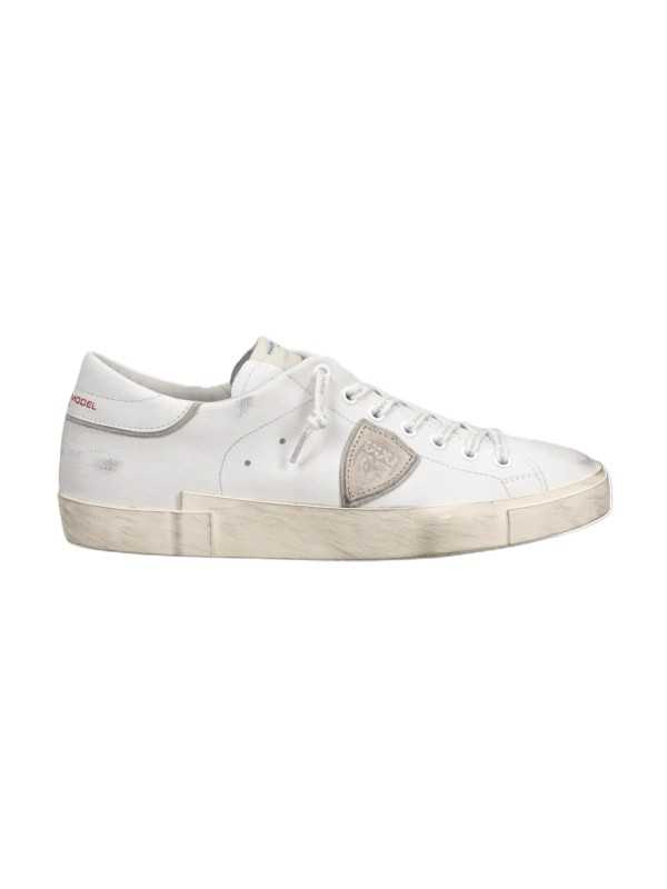 SNEAKERS PARIS CUIR BLANC LOGO CREME PRSX PRLU FG01 PHILIPPE MODEL HOMME Strasbourg boutique base
