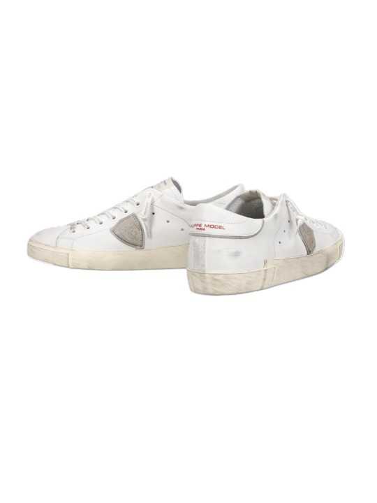 SNEAKERS PARIS CUIR BLANC LOGO CREME PRSX PRLU FG01 PHILIPPE MODEL HOMME