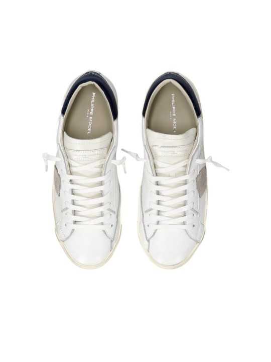 Sneakers Paris cuir blanc spoiler navy PRSX PRLU VZ03 Philippe Model homme boutique Strasbourg baskets dessus