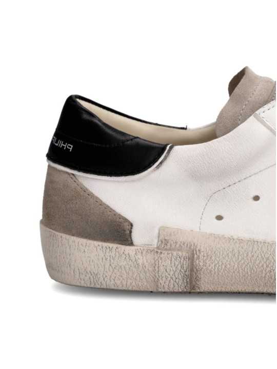 SNEAKERS PARIS BLANC SPOILER NOIR LOGO BRUN PRLU WX55 PHILIPPE MODEL HOMME Strasbourg boutique shop store online baskets spoiler