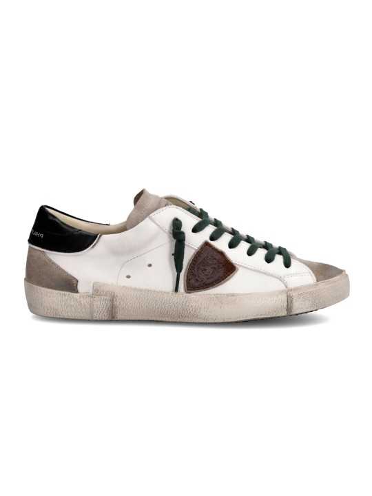 SNEAKERS PARIS BLANC SPOILER NOIR LOGO BRUN PRLU WX55 PHILIPPE MODEL HOMME Strasbourg boutique shop store online baskets front