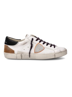 SNEAKERS PARIS CUIR BLANC LOGO ARGENT ORANGE PRLU WX58 PHILIPPE MODEL HOMME baskets boutique Strasbourg store shop front