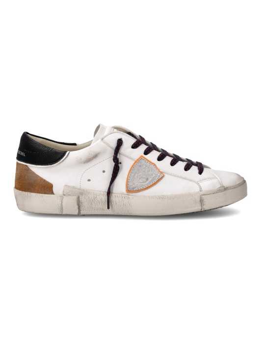 SNEAKERS PARIS CUIR BLANC LOGO ARGENT ORANGE PRLU WX58 PHILIPPE MODEL HOMME baskets boutique Strasbourg store shop front