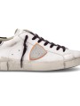 SNEAKERS PARIS CUIR BLANC LOGO ARGENT ORANGE PRLU WX58 PHILIPPE MODEL HOMME baskets boutique Strasbourg store shop logo