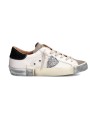SNEAKERS PARIS CUIR BLANC SPOILER GLITER NOIR PRLD VG09 PHILIPPE MODEL FEMME boutique Strasbourg shop store online baskets front