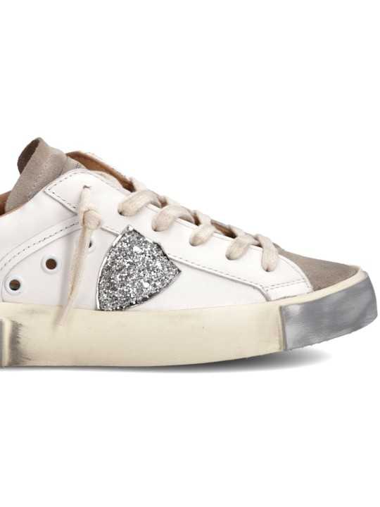 SNEAKERS PARIS CUIR BLANC SPOILER GLITER NOIR PRLD VG09 PHILIPPE MODEL FEMME boutique Strasbourg shop store online baskets logo