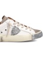 SNEAKERS PARIS CUIR BLANC SPOILER GLITER NOIR PRLD VG09 PHILIPPE MODEL FEMME boutique Strasbourg shop store online baskets logo