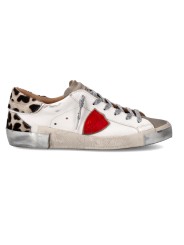 Sneakers Paris cuir blanc spoiler léopard Philippe Model Femme PRLD VXA1 baskets boutique Strasbourg online store shop front