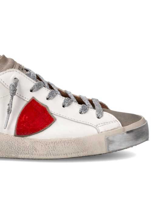 Sneakers Paris cuir blanc spoiler léopard Philippe Model Femme PRLD VXA1 baskets boutique Strasbourg online store shop olgo