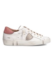 Sneakers Paris cuir blanc spoiler rose Philippe Model Femme PRLD VD05 Strasbourg boutique shop store online baskets front2