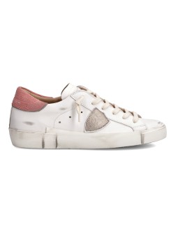 Sneakers Paris cuir blanc spoiler rose Philippe Model Femme PRLD VD05 Strasbourg boutique shop store online baskets front2