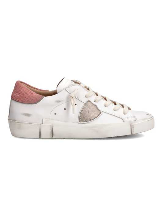 Sneakers Paris cuir blanc spoiler rose Philippe Model Femme PRLD VD05 Strasbourg boutique shop store online baskets front2