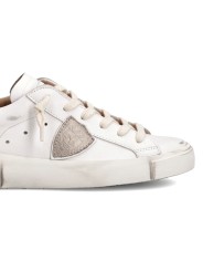 Sneakers Paris cuir blanc spoiler rose Philippe Model Femme PRLD VD05 Strasbourg boutique shop store online baskets logo