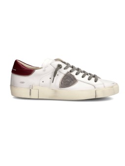 SNEAKERS PARIS CUIR BLANC SPOILER ROUGE PRLU V038 PHILIPPE MODEL HOMME baskets boutique Strasbourg shop store online front